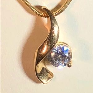 Scroll slide w/CZ stone necklace.